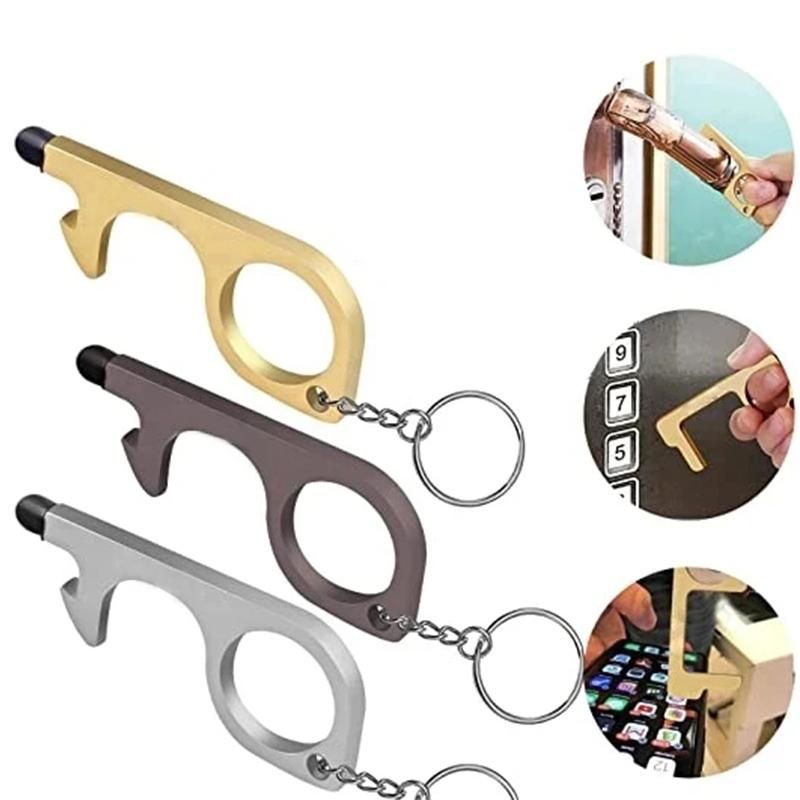 3pcs No Touch Door Opener EDC Hand Tools With Keychain Pendant
